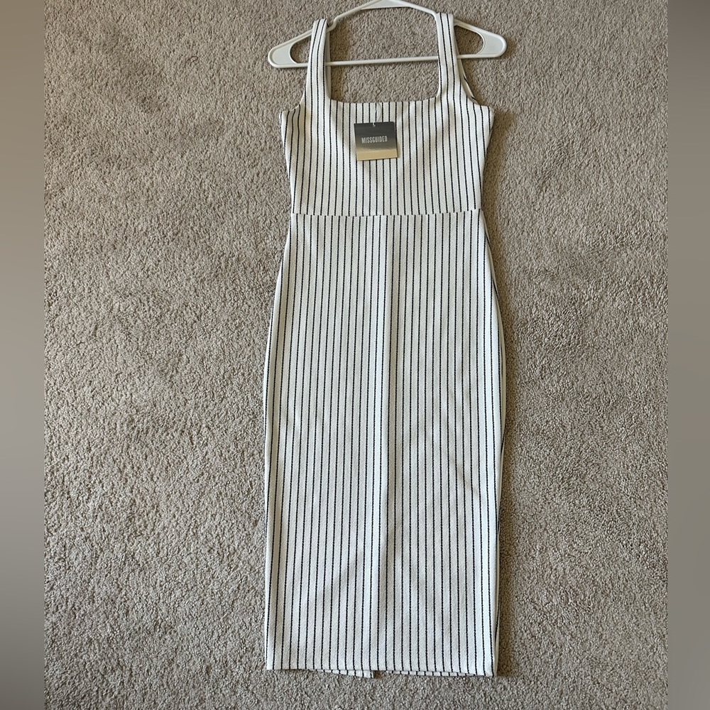Missguided striped midi dress
